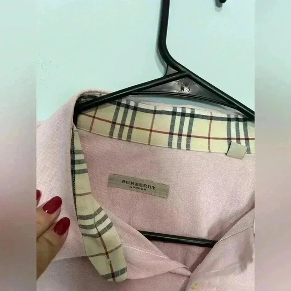 Burberry Mens Button Up Pink Long Sleeve Shirt Size Large - Picture 2 of 8
